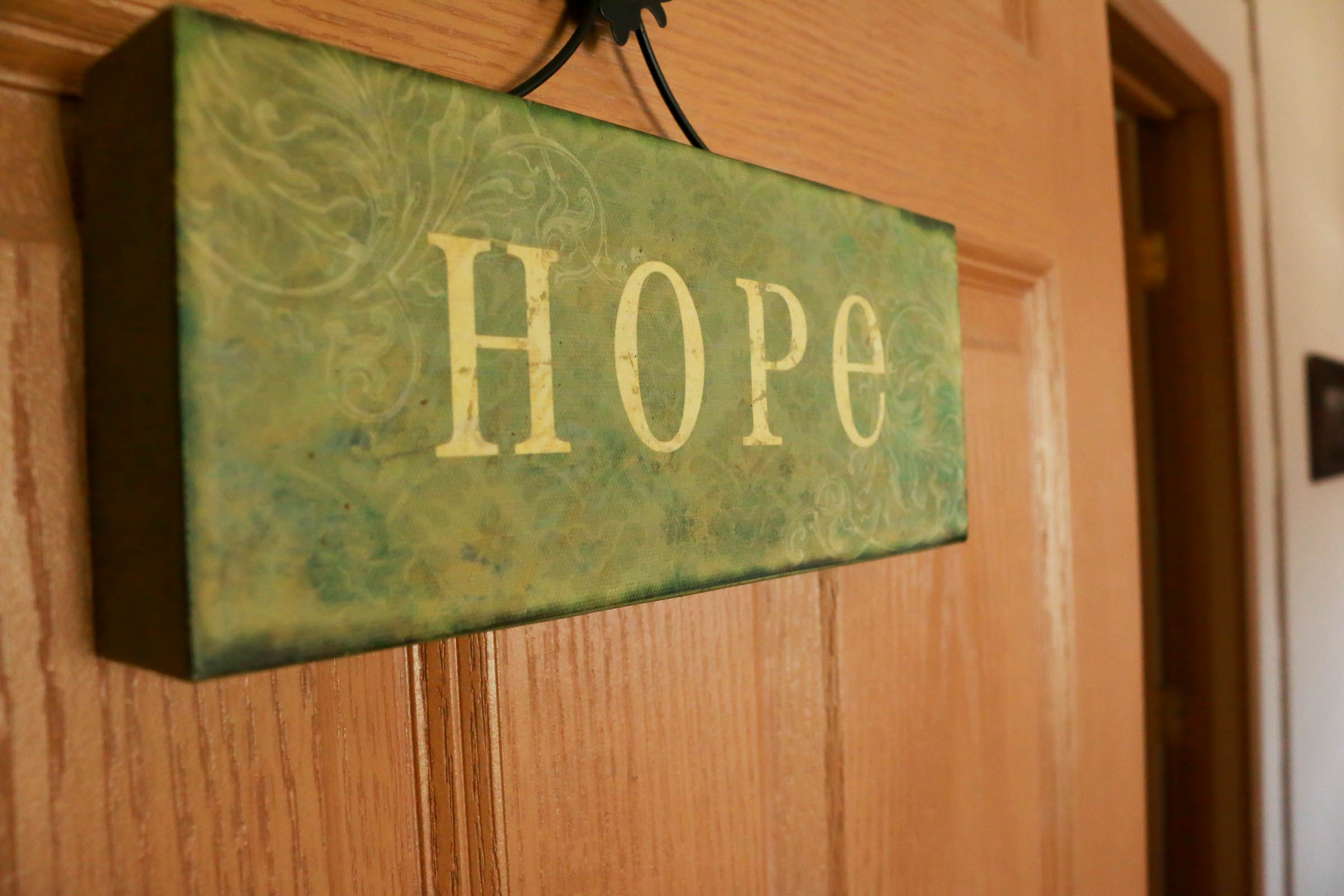 Waterloo- Hope door sign "Hope" sign hung on an office door in Waterloo location.